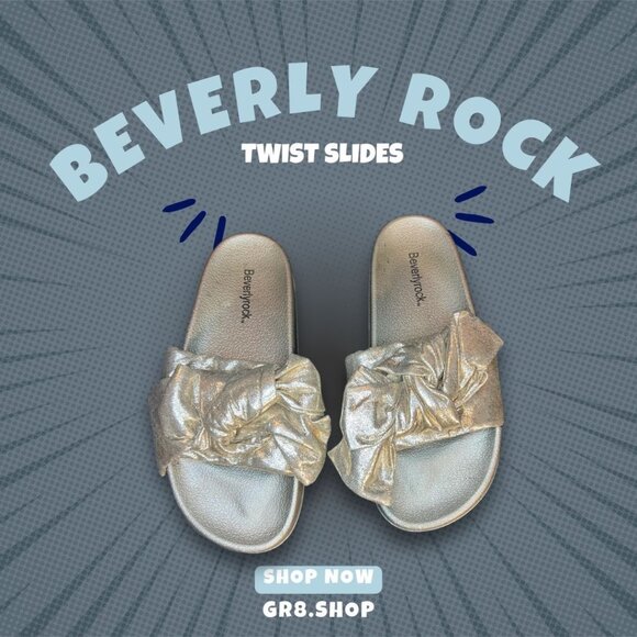 Beverly Rock Womens Metallic Silver Twist Slide Sandals Size 7.5 Stylish - Picture 1 of 6